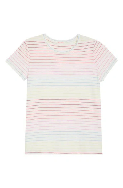Marine Layer Stripe Cotton Blend T-shirt In White