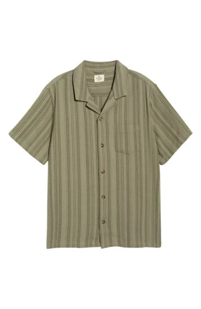 Marine Layer Stripe Cotton Dobby Camp Shirt In Green