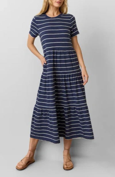 Marine Layer Stripe Cotton Jersey A-line Dress In Navy/white Stripe