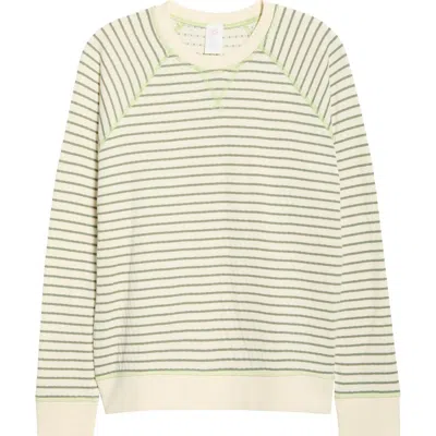 Marine Layer Stripe Reversible Raglan Sleeve Cotton Blend Sweater In Neutral
