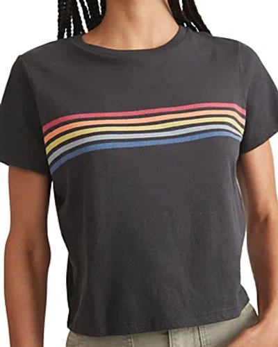 Marine Layer Striped Graphic Cropped Tee In Black
