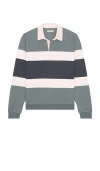 Marine Layer Sueded Rugby Polo In Blue