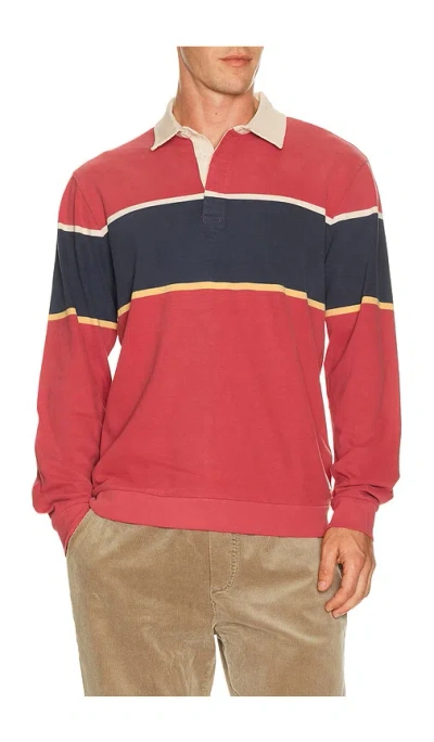 Marine Layer Luxe Jersey Rugby Polo In Pink