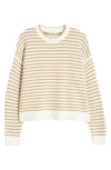 Marine Layer Suki Stripe Cotton Crewneck Sweater In Oak Stripe
