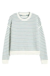 Marine Layer Suki Stripe Cotton Crewneck Sweater In Topaz Stripe