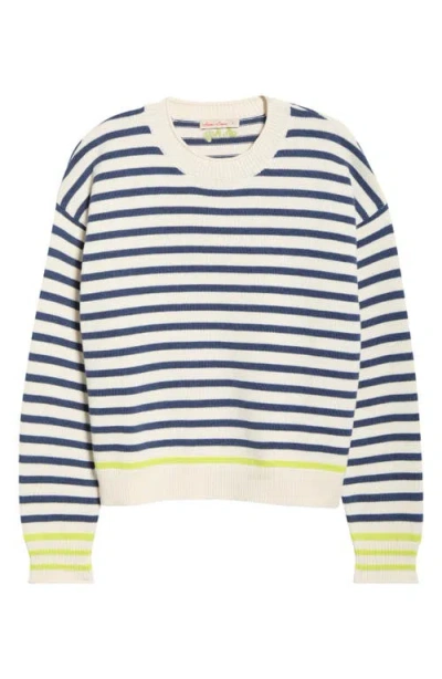 Marine Layer Suki Stripe Cotton Rollneck Sweater In Black