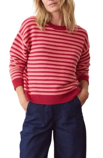 Marine Layer Suki Striped Crewneck Sweater In Dusk Rose Stripe