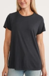 Marine Layer Saddle Hem Crewneck T-shirt In Faded Black