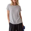Marine Layer Swing Stripe Crewneck T-shirt In Navy Stripe