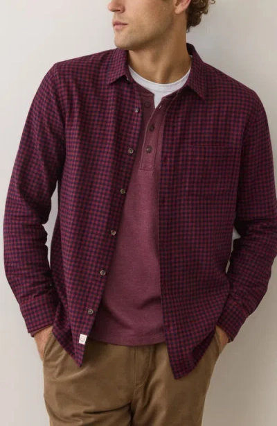 Marine Layer Tahoe Plaid Flannel Button-up Shirt In Burgundy