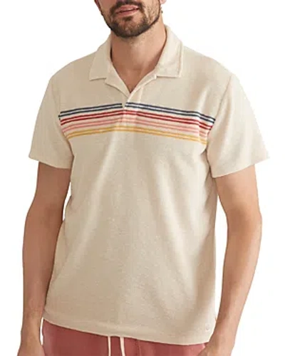 Marine Layer Terry Out Stripe Polo Shirt In Neutral
