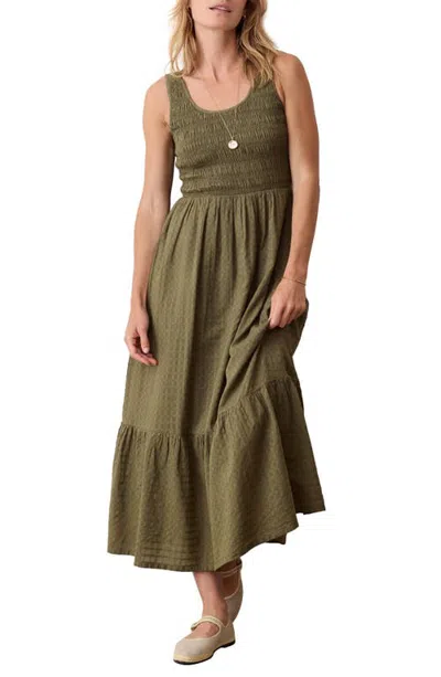 Marine Layer Tessa Smocked Cotton Midi Dress In Green