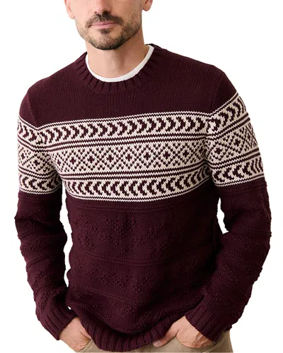 Marine Layer Textured Fair Isle Crewneck Sweater In Burgundy