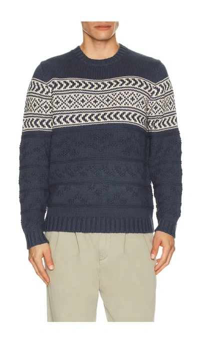 Marine Layer Textured Fair Isle Sweater In Blue