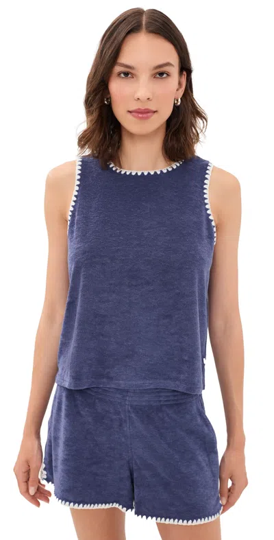Marine Layer Towel Terry Shell Tank Deep Cobalt In Purple
