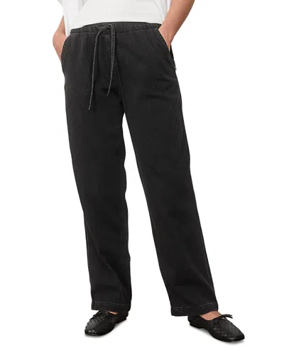 Marine Layer Twill Denim Drawstring Pants In Black