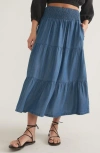 MARINE LAYER MARINE LAYER VALERIA CHAMBRAY TIERED MAXI SKIRT