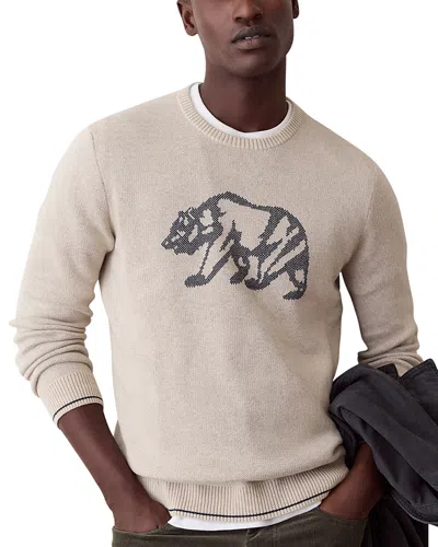 Marine Layer Varsity Relaxed Fit Intarsia Crewneck Sweater In Neutral