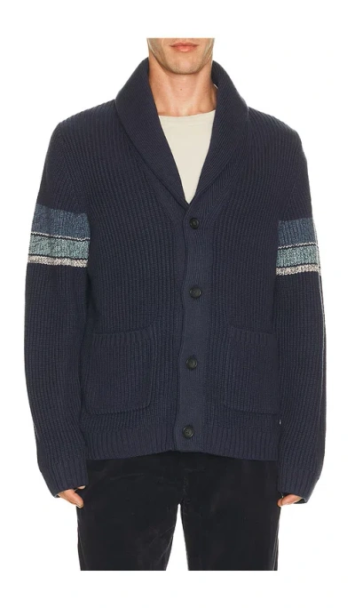 Marine Layer Varsity Shawl Cardigan In Blue