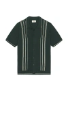 Marine Layer Varsity Sweater Button Down In Green