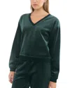 Marine Layer Velour Corduroy V Neck Sweatshirt In Green Gables