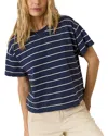 Marine Layer Vintage Slub Crop Tee In Blue