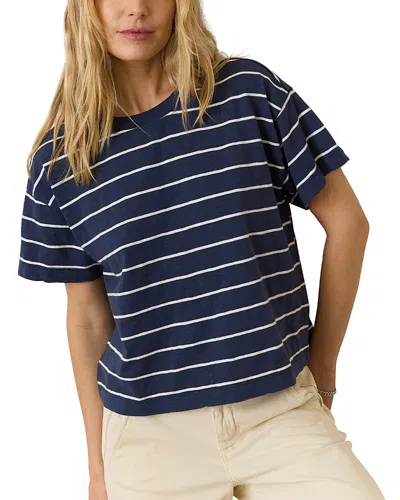 Marine Layer Vintage Slub Crop Tee In Blue