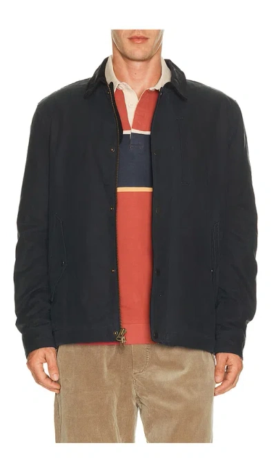 Marine Layer Weston Wax Canvas Barn Jacket In Blue