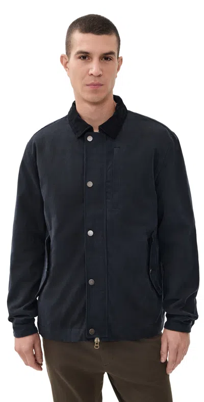Marine Layer Weston Wax Canvas Barn Jacket Navy In Blue