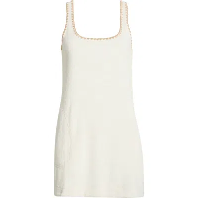 Marine Layer Whipstitch Detail French Terry Shift Dress In White