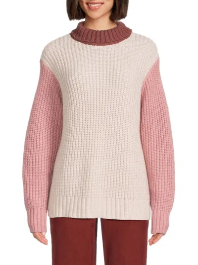 Marine Layer Women's Colorblock Wool Blend Turtleneck Sweater In Color Block