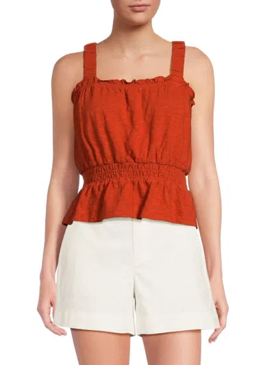 Marine Layer Women's Dylan Smocked Sleeveless Top In Baked Clay