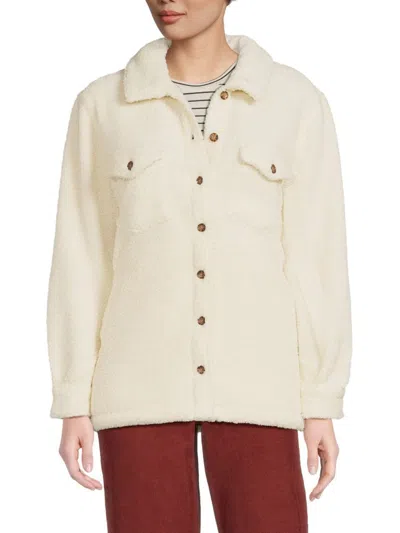 Marine Layer Women's Eden Faux Shearling Overshirt In Ivory