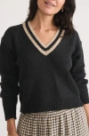 Marine Layer Bella Cropped Sweater In Black