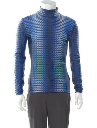 Pre-owned Marine Serre 2021 Polka Dot Print Henley In Blue