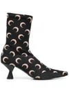 Marine Serre Moon Printed Jersey Ms Boots In Black In Black