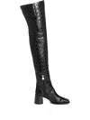 Marine Serre 65mm Monogram-embossed Leather Boots In Black