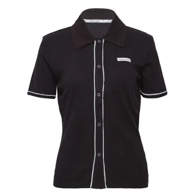 Marine Serre 70's Short Sleeve Polo T-shirt In Black