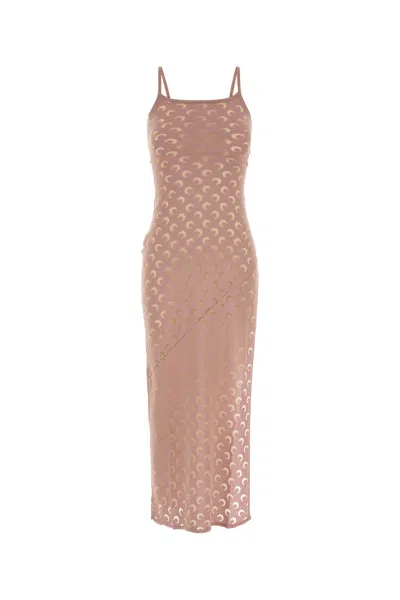 Marine Serre Embroidered Knit Dress In Brown