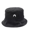 Marine Serre Logo-embroidered Cotton Bucket Hat In Black