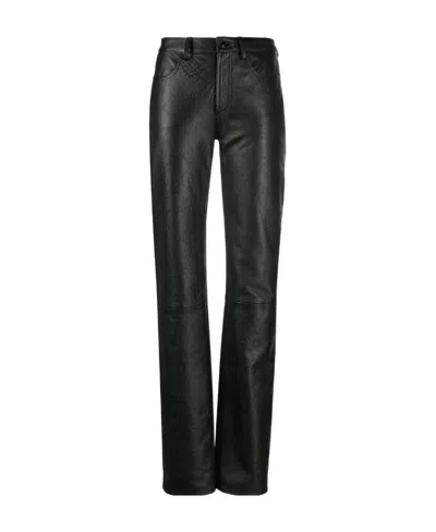 Marine Serre All-over Embossed-logo Leather Trousers In Black