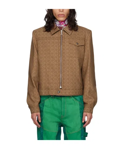 Marine Serre All-over Graphic Printed Jacket In Brown