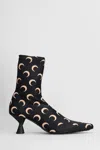 Marine Serre Ankle-height Pointed Boots With Crescent Heel Detail In Black