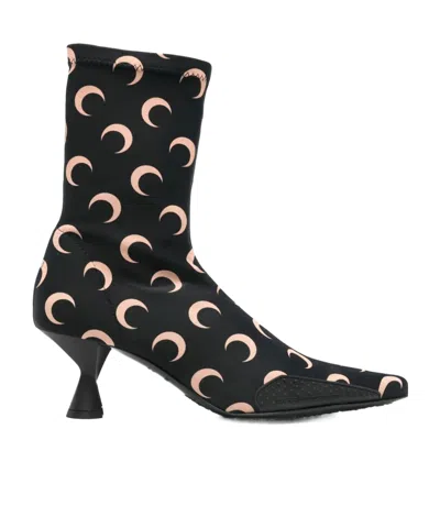 MARINE SERRE MARINE SERRE ALL-OVER LOGO DETAILED POINTED-TOE BOOTS