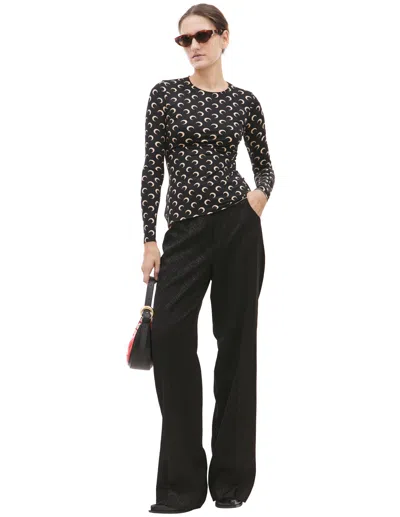 Marine Serre All Over Logo Moon Longsleeve In Black