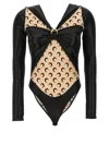 Marine Serre Draped Viscose Bodysuit With Crescent Moon Print Design For Women
