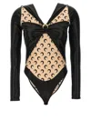 Marine Serre Draped Viscose Bodysuit With Crescent Moon Print Design For Women