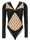 Marine Serre Draped Viscose Bodysuit With Crescent Moon Print Design For Women