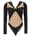 Marine Serre Draped Viscose Bodysuit With Crescent Moon Print Design For Women