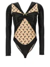 Marine Serre 'all Over Moon' Bodysuit In Black